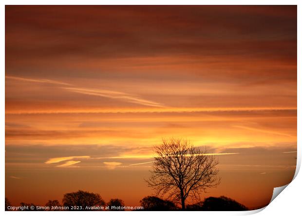 Dawn sky Print by Simon Johnson