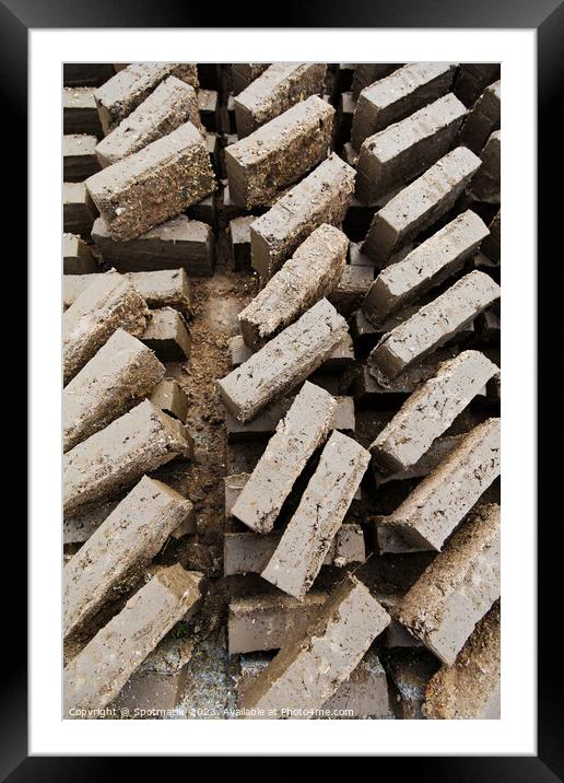 Handmade Indonesian manufactured mud and straw bricks Asia Framed Mounted Print by Spotmatik 