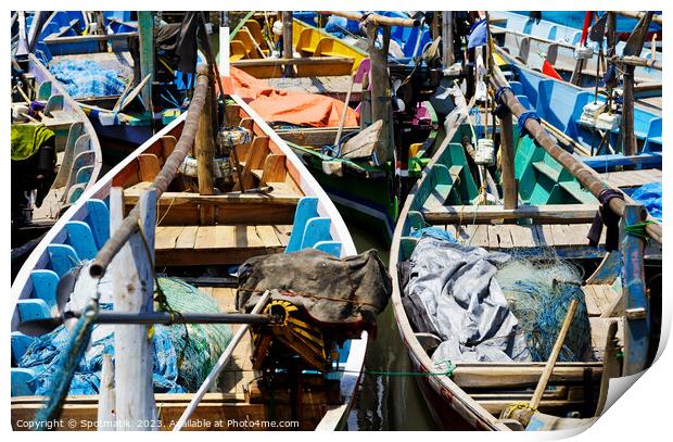 Indonesian local wooden fishing boats South East Asia Print by Spotmatik 