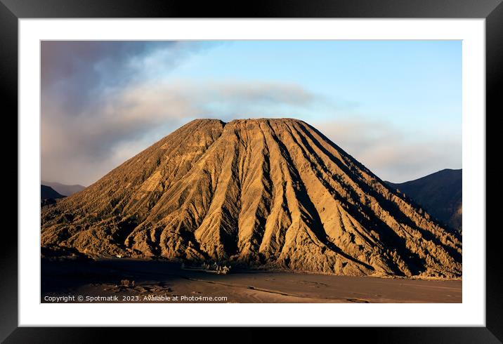 Volcanic activity from the summit of Mt Bromo  Framed Mounted Print by Spotmatik 