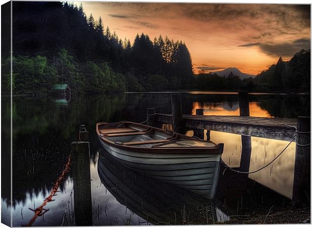 Golden Sunset over Loch Ard Canvas Print by Aj’s Images