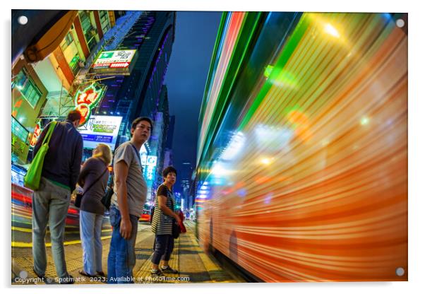Hong Kong illuminated busy vehicle intersection Ko Acrylic by Spotmatik 