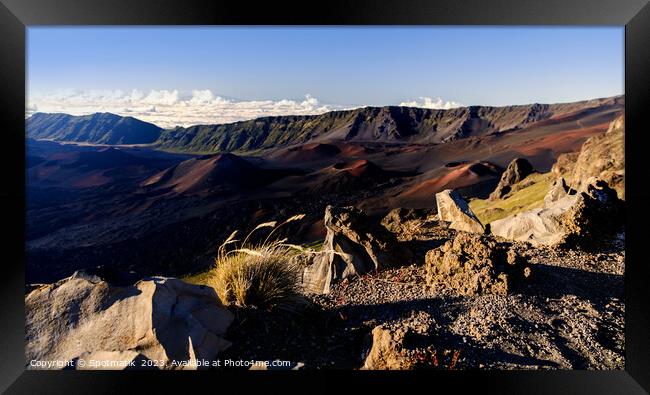 Aerial view of Haleakala Volcano Maui Hawaiian archipelago  Framed Print by Spotmatik 