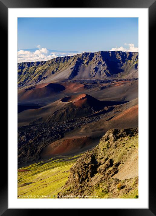 Aerial summit view of Haleakala Volcano Maui  Hawaii Framed Mounted Print by Spotmatik 