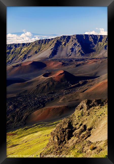 Aerial summit view of Haleakala Volcano Maui  Hawaii Framed Print by Spotmatik 