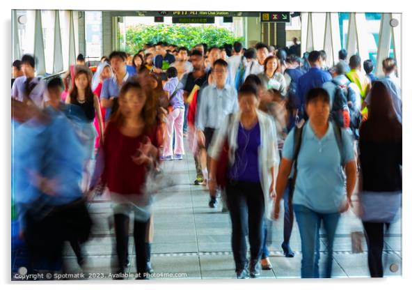 Asian city commuters walking to work Hong Kong Acrylic by Spotmatik 