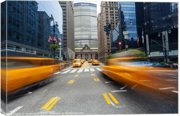 Yellow taxi cabs Manhattan New York city USA Canvas Print by Spotmatik 