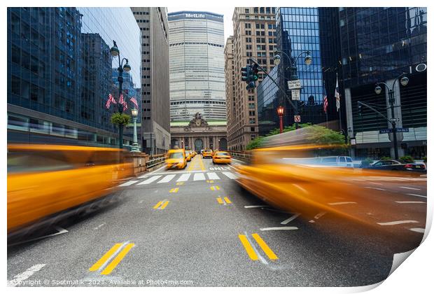 Yellow taxi cabs Manhattan New York city USA Print by Spotmatik 