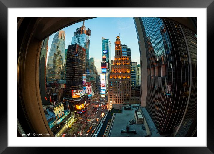 Night time Times Square Manhattan New York America Framed Mounted Print by Spotmatik 