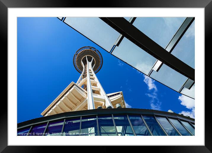 Seattle Space Needle tower and observation deck USA Framed Mounted Print by Spotmatik 