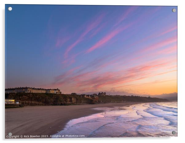 Whitby West Cliff Sunset Acrylic by Rick Bowden