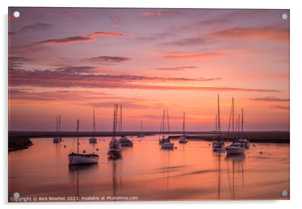 Captivating Red Sunrise over Wells Harbor Acrylic by Rick Bowden