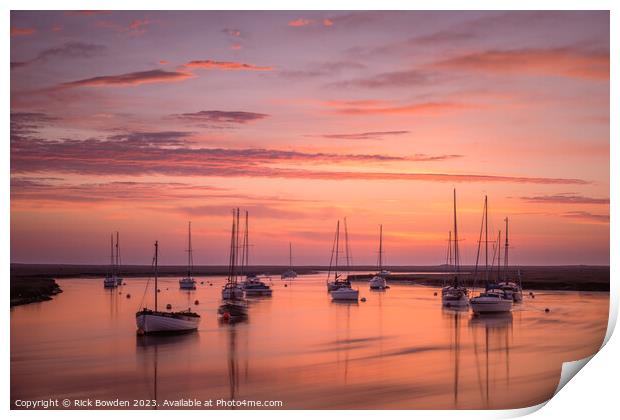 Captivating Red Sunrise over Wells Harbor Print by Rick Bowden