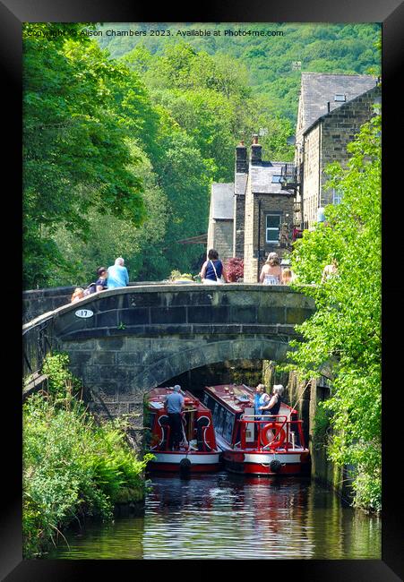 A Tight Squeeze On The Rochdale Canal Framed Print by Alison Chambers