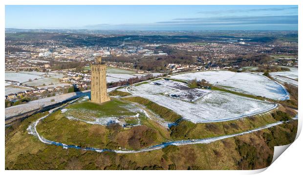 Castle Hill Huddersfield Views Print by Apollo Aerial Photography