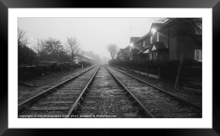 Down The Foggy Tracks BandW Framed Mounted Print by GJS Photography Artist