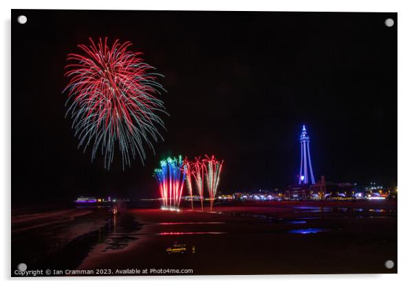 Fireworks over Blackpool Acrylic by Ian Cramman