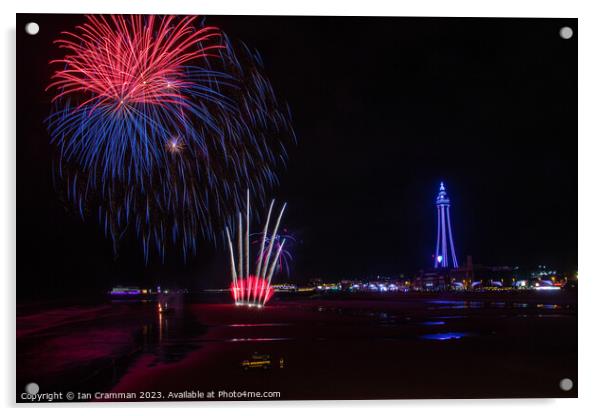 Fireworks over Blackpool Acrylic by Ian Cramman