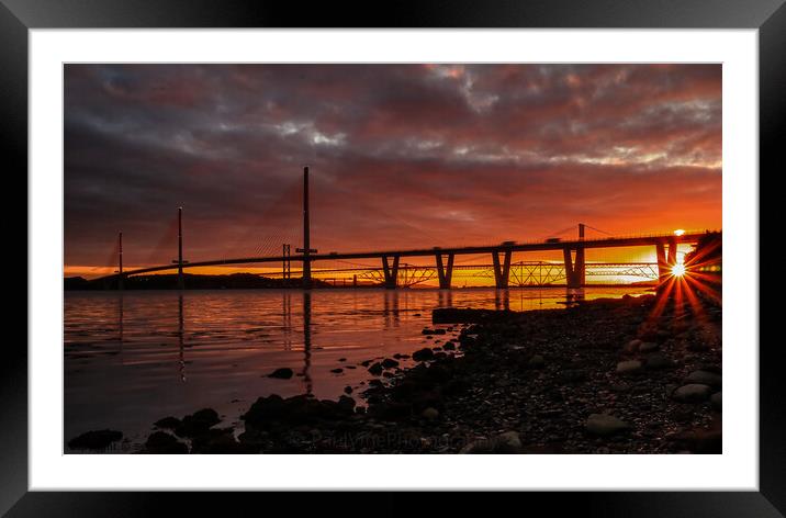 Queensferry Crossing Sunburst Framed Mounted Print by Set Up, Shoots and Leaves