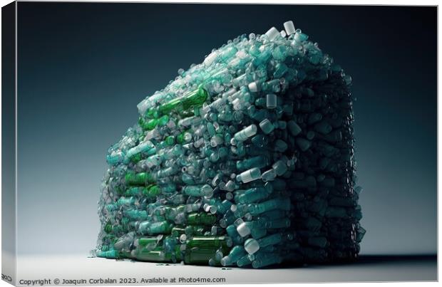 Conceptual illustration, a mountain of unrecycled plastic bottle Canvas Print by Joaquin Corbalan