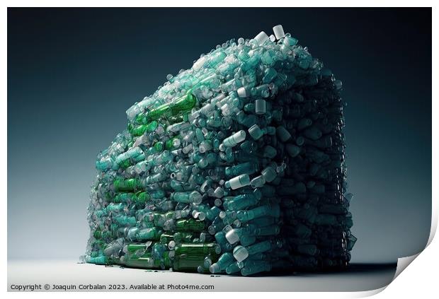 Conceptual illustration, a mountain of unrecycled plastic bottle Print by Joaquin Corbalan