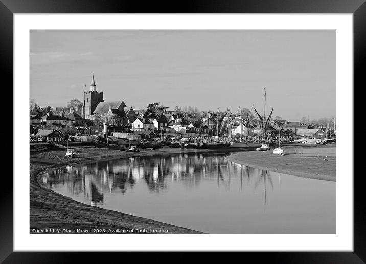  Maldon Essex Low Tide Monochrome  Framed Mounted Print by Diana Mower