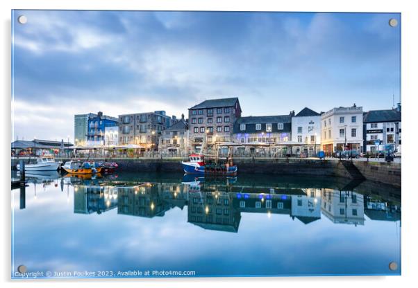 Barbican reflections, Plymouth, Devon Acrylic by Justin Foulkes