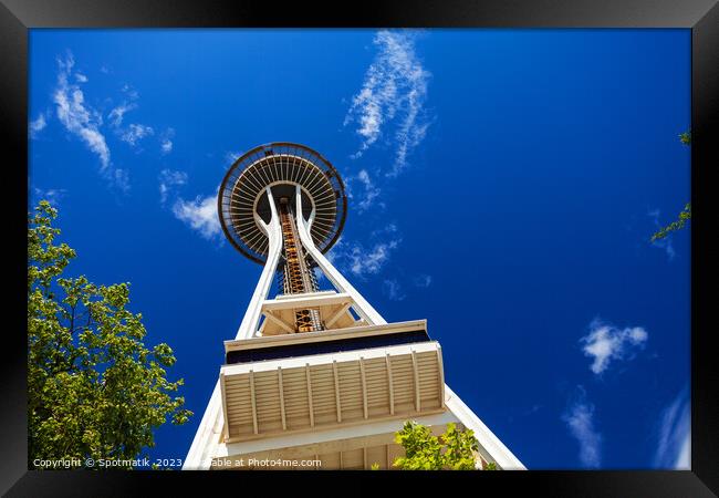 Seattle Space Needle tower and observation deck USA Framed Print by Spotmatik 