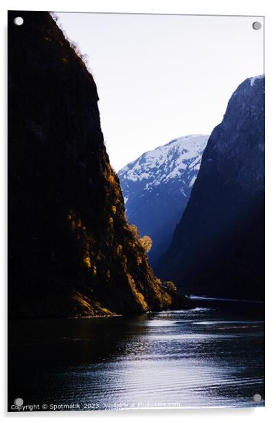 View Norwegian scenic fjord steep cliffs majestic mountains Acrylic by Spotmatik 