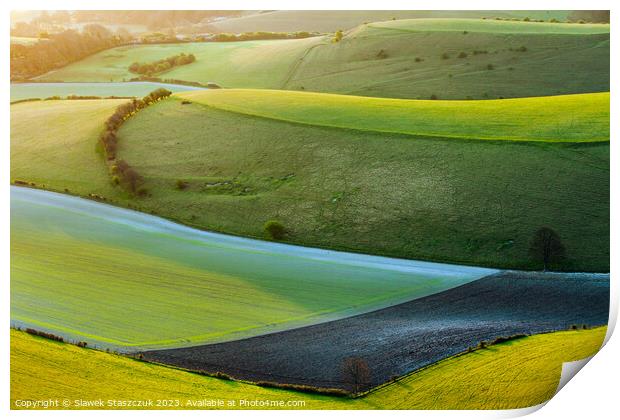 South Downs Sunrise Print by Slawek Staszczuk