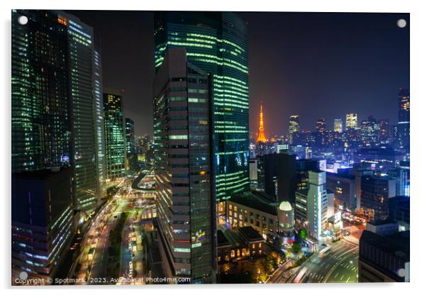 Tokyo Japan city travel illuminated night view skyscrapers  Acrylic by Spotmatik 