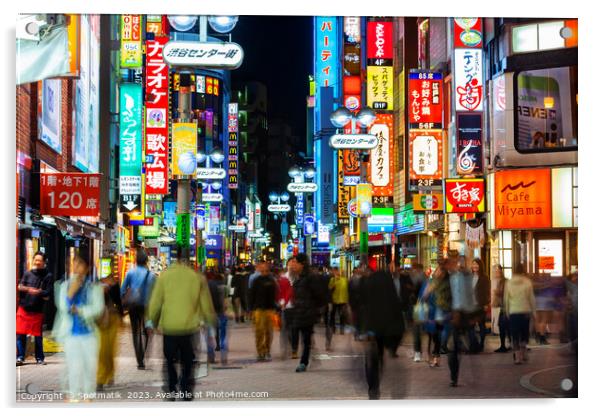 Tokyo Japan Illuminated night Motion blur Ginza Shibuya  Acrylic by Spotmatik 
