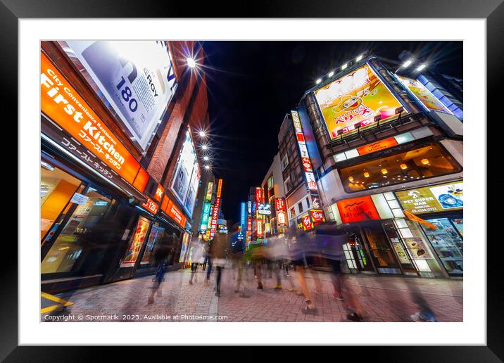 Tokyo Japan Illuminated night Motion blur Ginza Shibuya  Framed Mounted Print by Spotmatik 