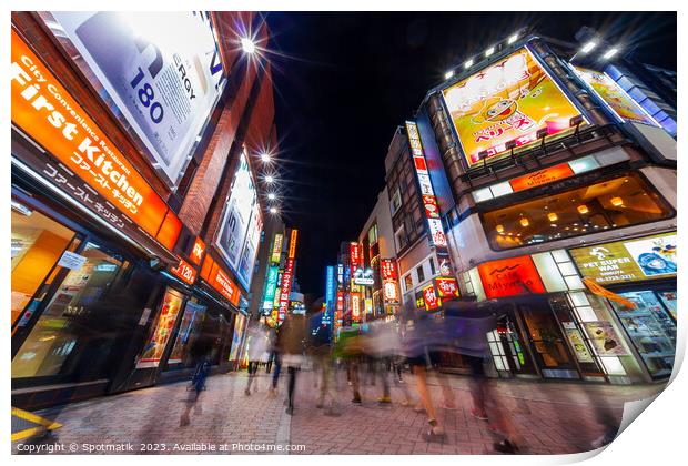 Tokyo Japan Illuminated night Motion blur Ginza Shibuya  Print by Spotmatik 