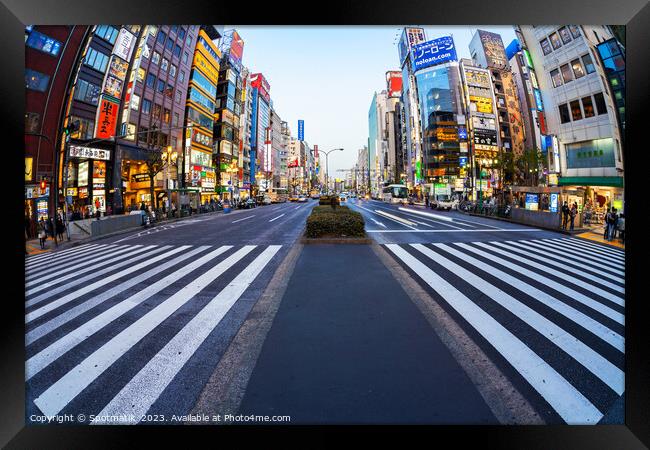Tokyo Japan Ginza Shibuya district crosswalk Framed Print by Spotmatik 