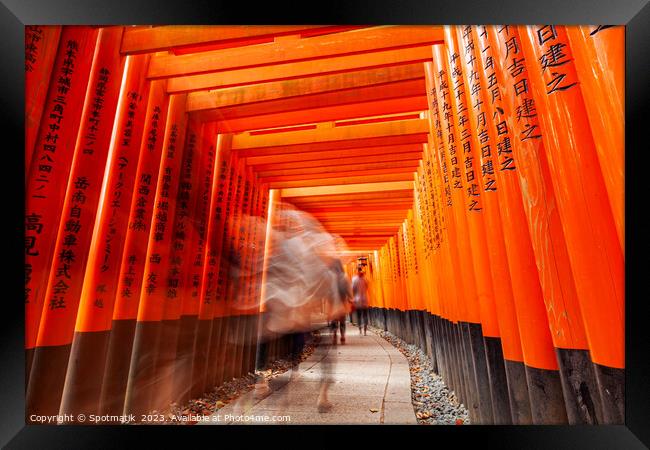 Japan Buddhist temple Torii gates Taisha sacred sh Framed Print by Spotmatik 