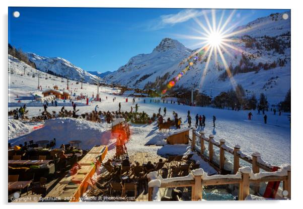 Ski resort France Alps sport winter outdoors  Acrylic by Spotmatik 