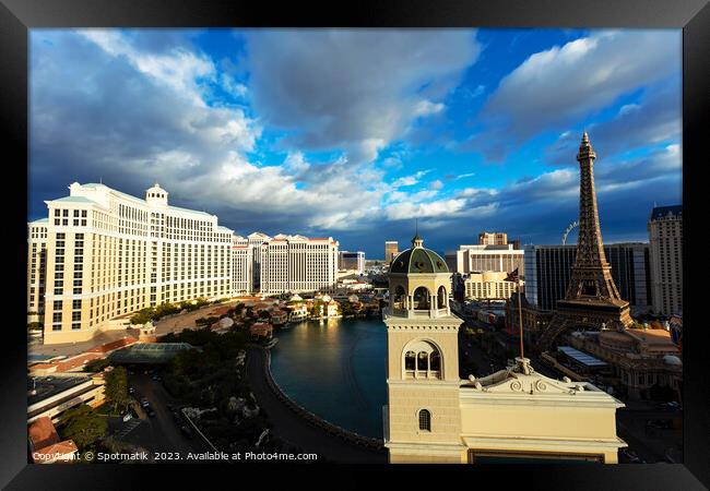 Sunset Bellagio Luxury Resort Hotel Las Vegas  Framed Print by Spotmatik 