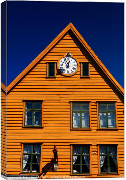 Bergen historical buildings in Vagen harbor Norway Europe Canvas Print by Spotmatik 