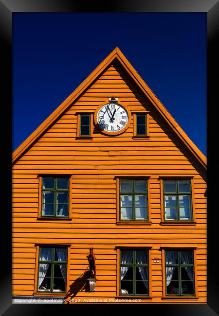 Bergen historical buildings in Vagen harbor Norway Europe Framed Print by Spotmatik 
