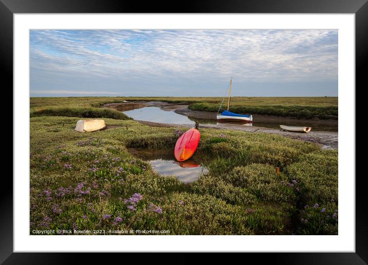 Salt Marsh Boats Framed Mounted Print by Rick Bowden