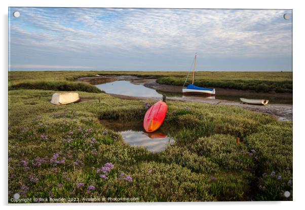 Salt Marsh Boats Acrylic by Rick Bowden