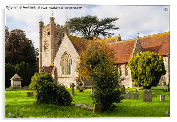 Hambleden Village Church Buckinghamshire England Acrylic by Pearl Bucknall