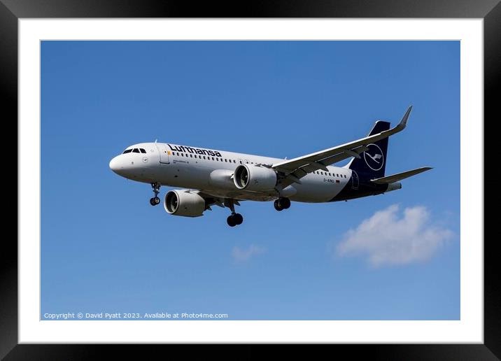 Lufthansa A320          Framed Mounted Print by David Pyatt