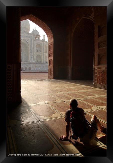 Tourist Photographing Taj Mahal, Agra, India Framed Print by Serena Bowles