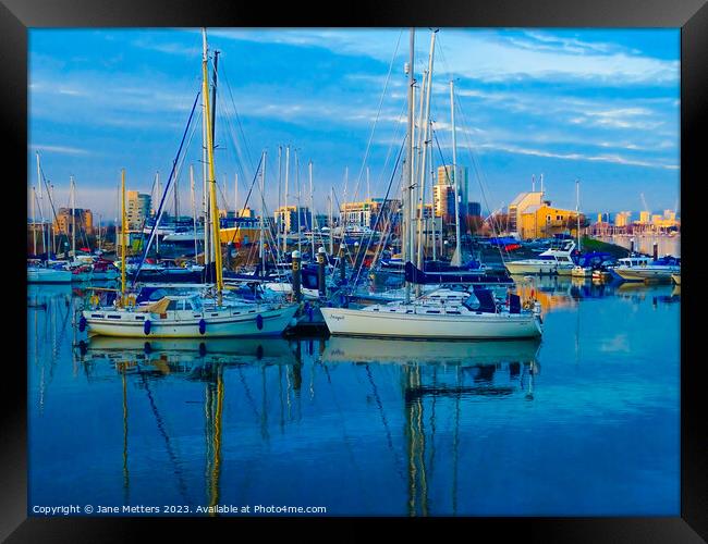 The Marina in Penarth Framed Print by Jane Metters