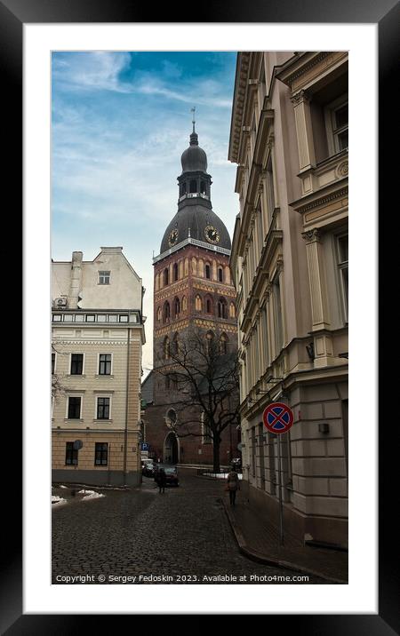 View of street in Riga. Framed Mounted Print by Sergey Fedoskin