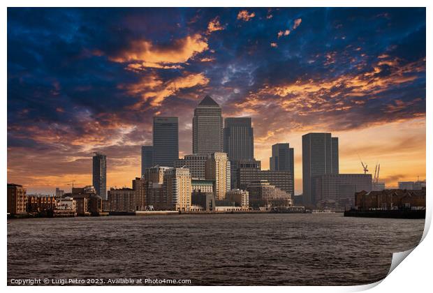 Panoramic skyline of Canary Wharf,  from Limehouse Print by Luigi Petro