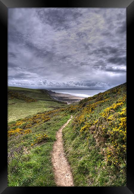 On The Coastal Path To Sandymouth Framed Print by Mike Gorton