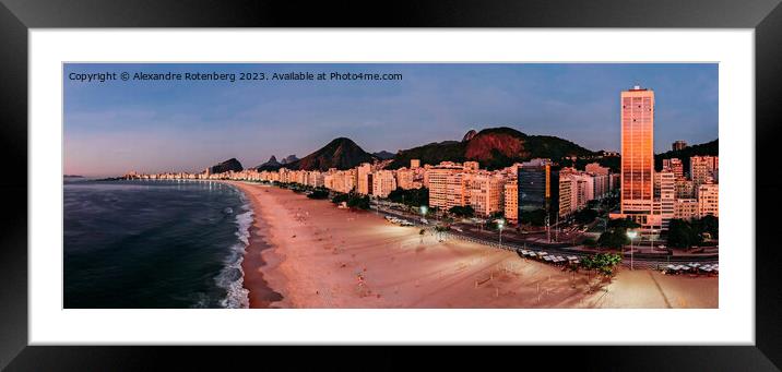 Aerial panoramic view of famous Copacabana Beach in Rio de Janeiro, Brazil Framed Mounted Print by Alexandre Rotenberg